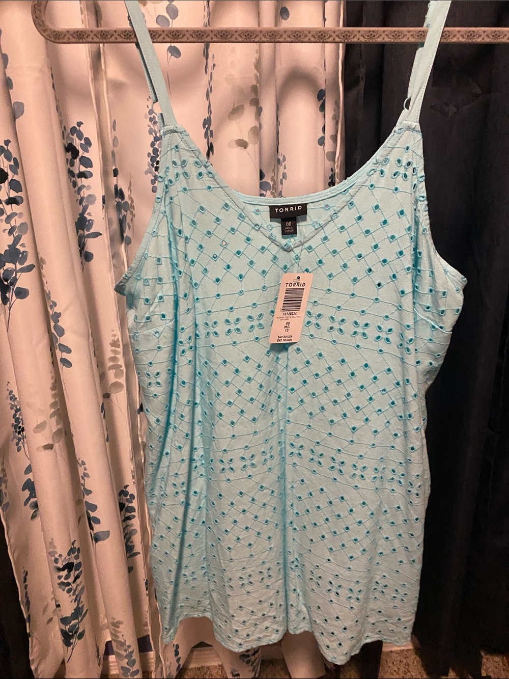 torrid Aqua Embroidered Dot Camisole Top